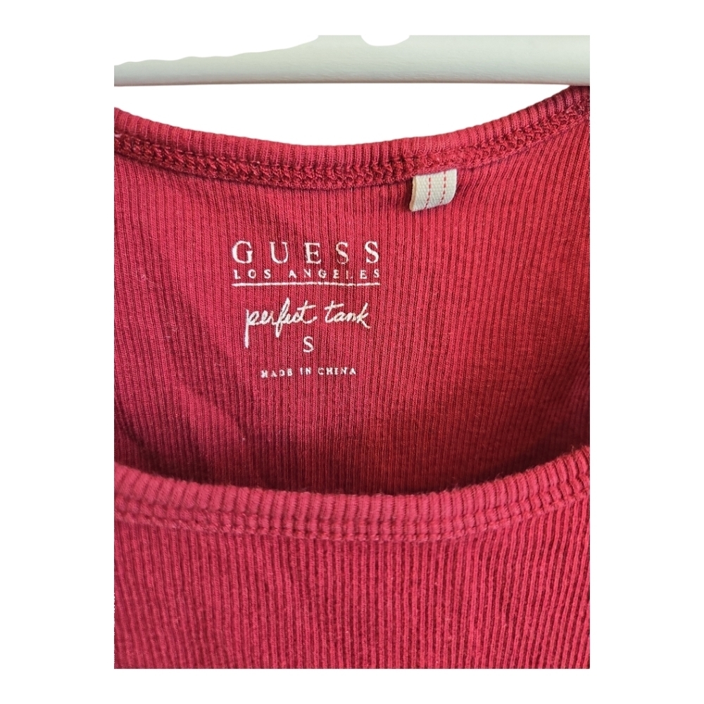 GUESS Red 🔴 Ribbed " Perfect Tank" Top - Picture 3 of 5